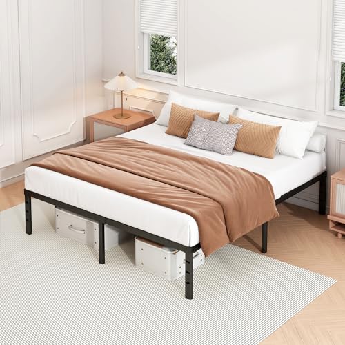 14 Inch Twin Bed Frame - Sturdy Platform Bed Frame Metal Bed Frame No Box Spring Needed Heavy Duty Twin Size Bed Frame Easy Assembly Strong Bearing Capacity, Under Bed Storage