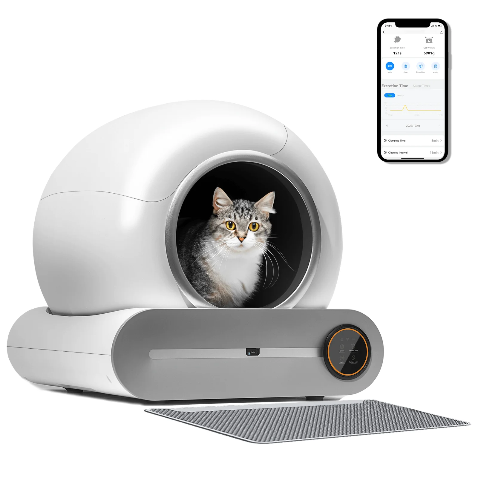 Automatic Cat Litter Box , Suitable For 1-3 Cats, Self-cleaning 65l+9l Large Capacity Cleaning Robot, App Control/odor Removal/safety Protection Smart Cat Litter Box - Curated Treasures Market