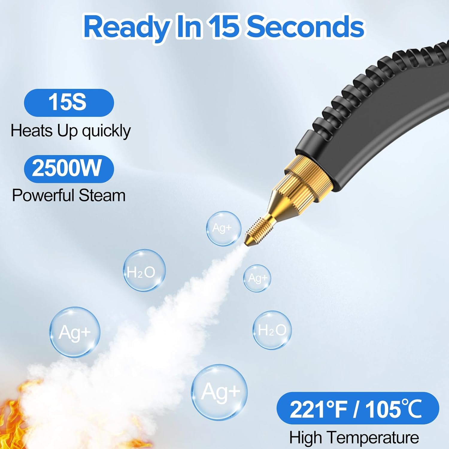 2500W Steam Cleaner, High Pressure Steamer for Cleaning, Portable Handheld Steam Cleaners for Home Use, Steamer for Car Detailing, Steam Cleaner for Upholstery, Kitchen, Bathroom, Grout and Tile