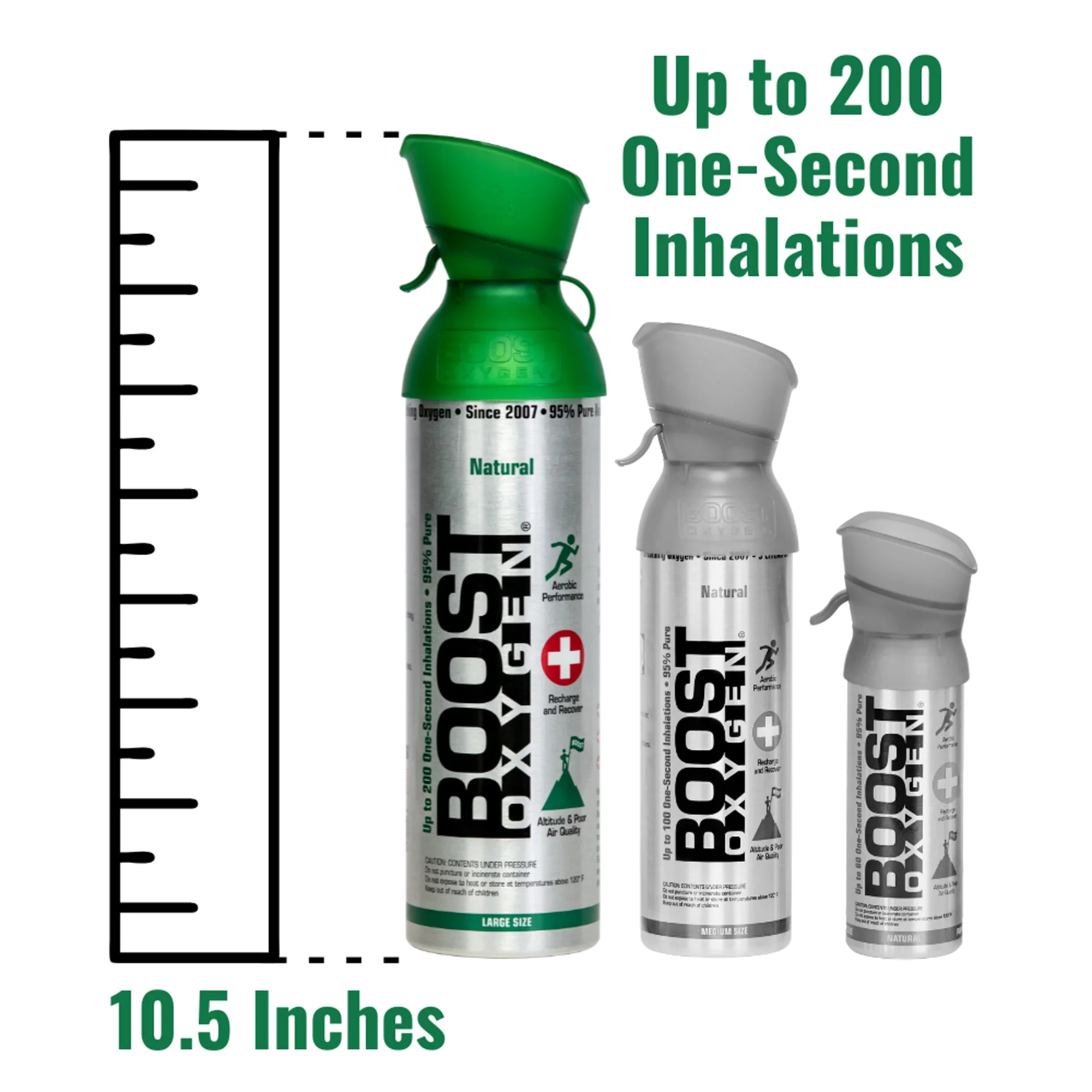 12 Pack Large 10L Boost Oxygen Natural Portable Pure Canned Oxygen, Flavorless