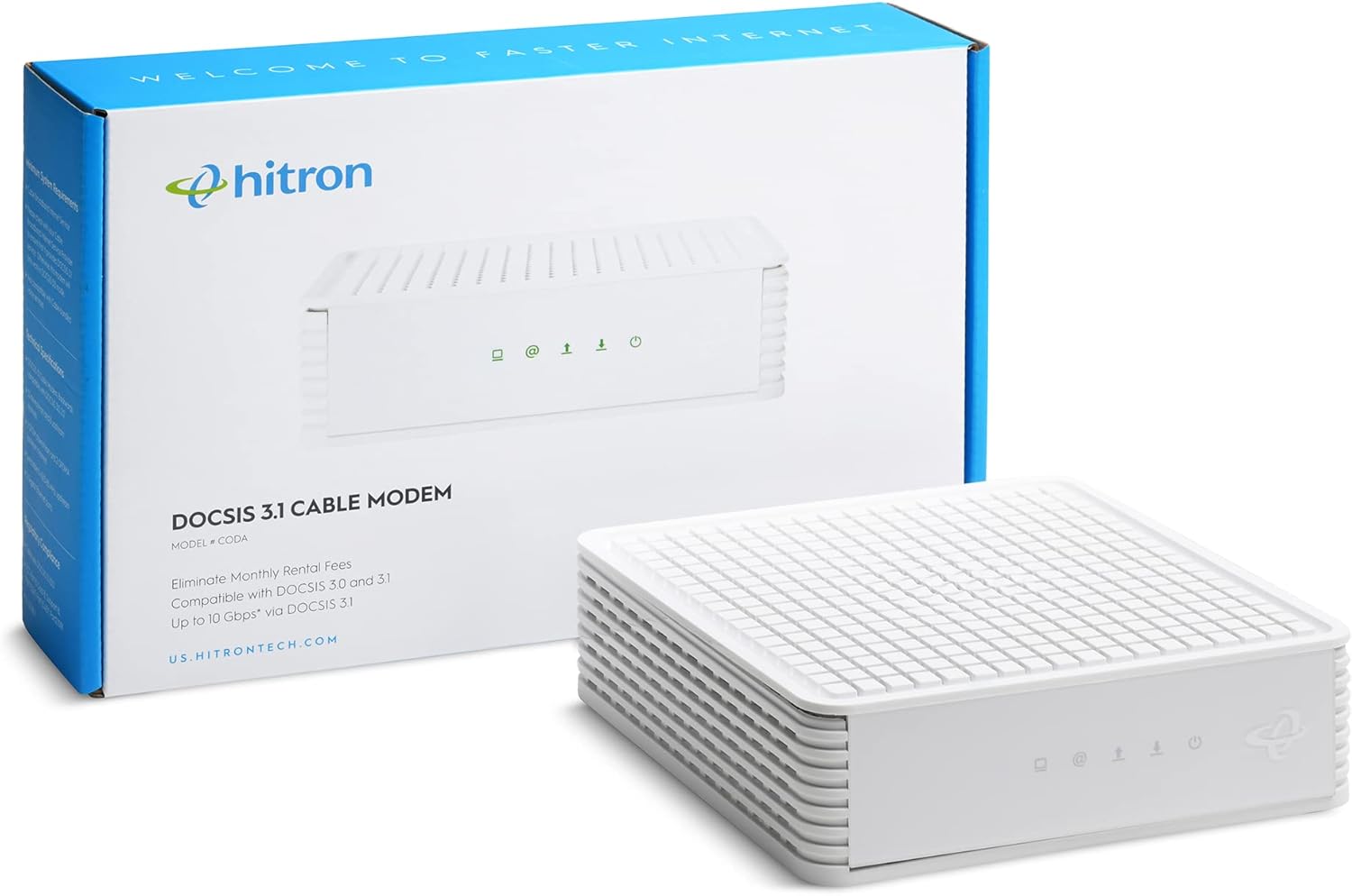 Hitron CODA DOCSIS 3.1 Modem | Pairs with Any WiFi Router | Approved for Comcast Xfinity, Charter Spectrum, and More | 10x Faster Than DOCSIS 3.0 | 2X 1 Gbps Ethernet Ports