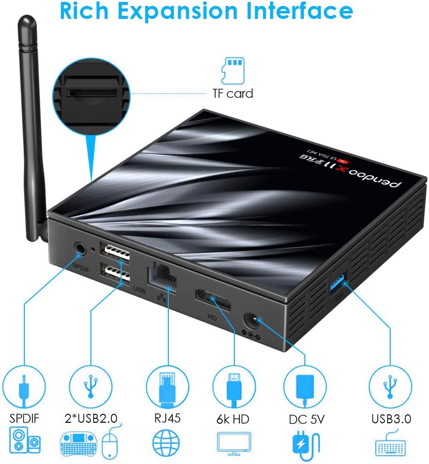 Android TV Box 10.0, 2021 Upgraded X11 PRO Android TV Box 4GB DDR3 64GB eMMC, Allwinner H616 Quad-Core 64bit with 2.4G/5.8G Dual WiFi BT4.2 with Mini Wireless Keyboard Pack of 2