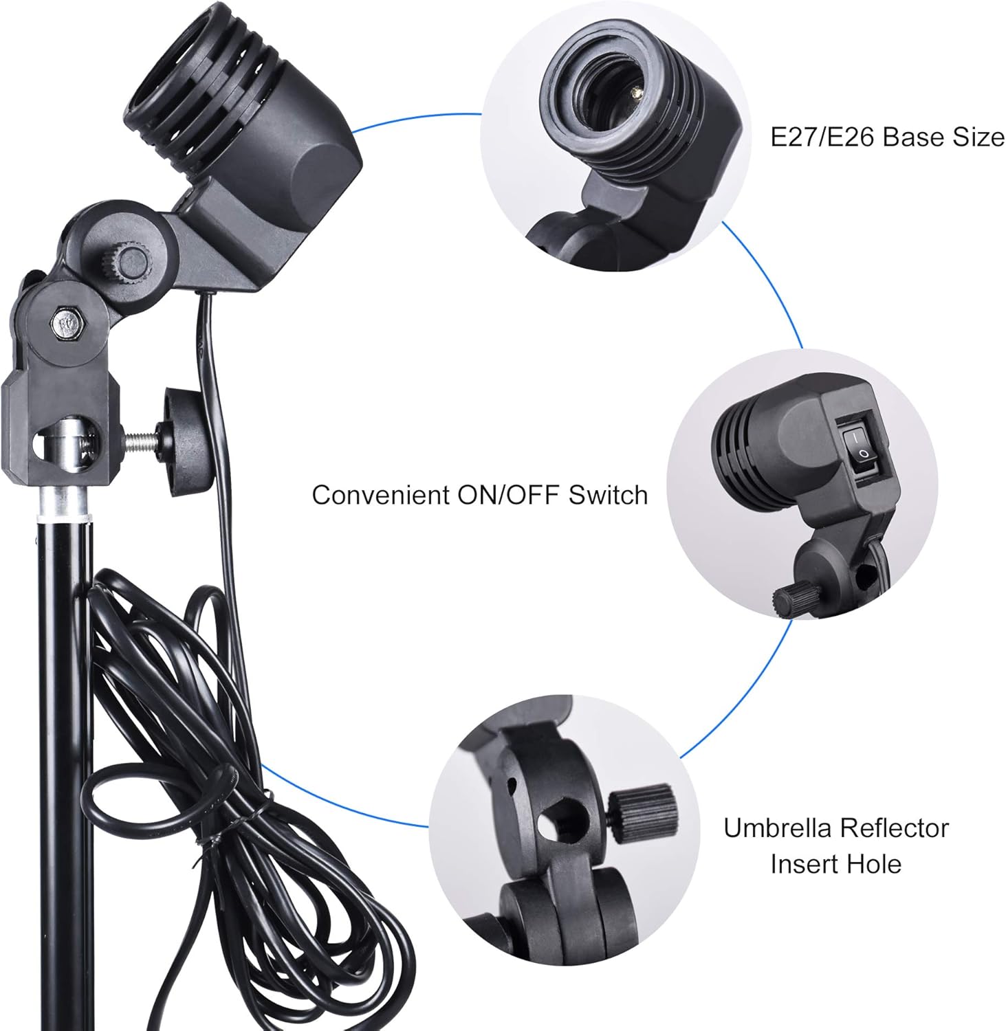 Emart Photography Umbrella Lighting Kit, 1575W 5500K Photo Video Studio Continuous Reflector Lights for Camera Portrait Shooting Daylight (Translucent/White, Black & Silver, Black & Gold)