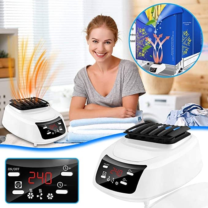 MASERA Portable Mute Silent Electric Warm Air Dryer, Portable Heated Clothes Drying Machine Remote Control-1500-1800W-4 Gears-22.5x29x16.5cm (Remote Control)