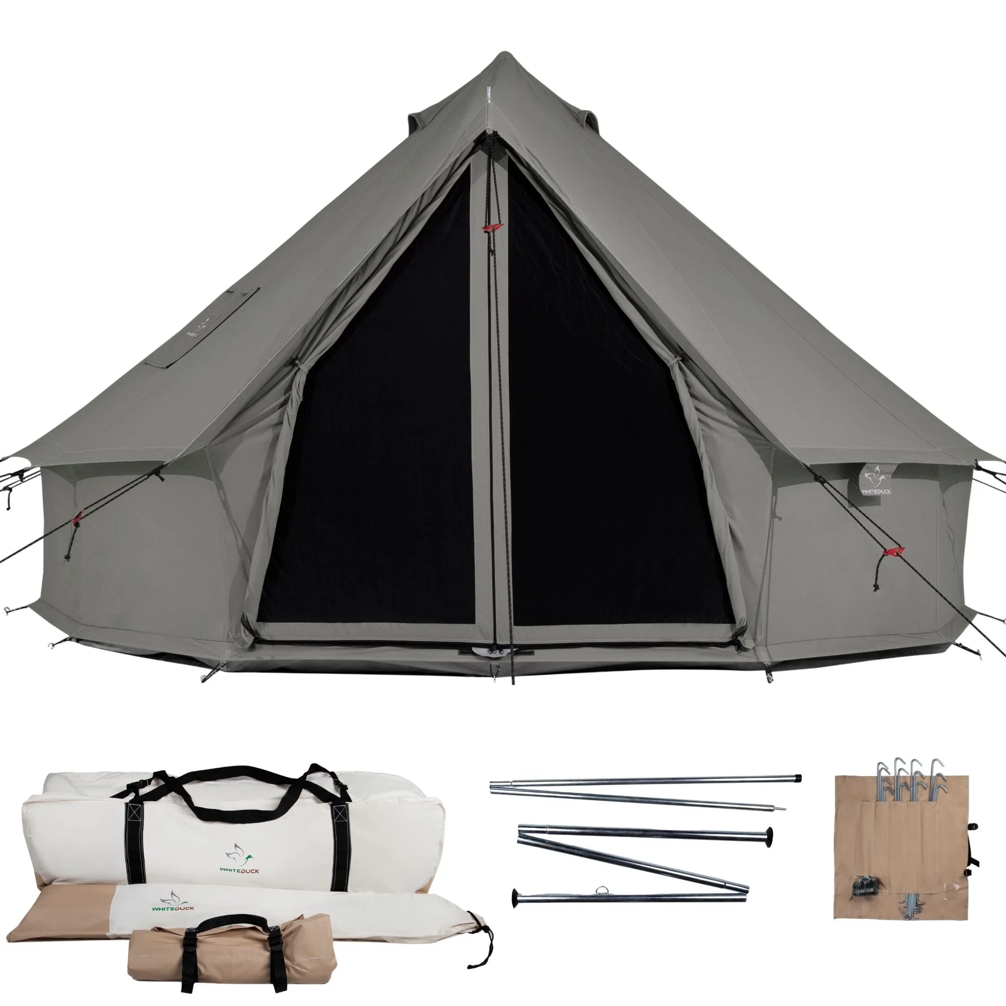 WHITEDUCK Regatta Canvas Bell Tent w/Stove Jack, Sandstone Beige, 13', Water Repellent 4-Season Camp