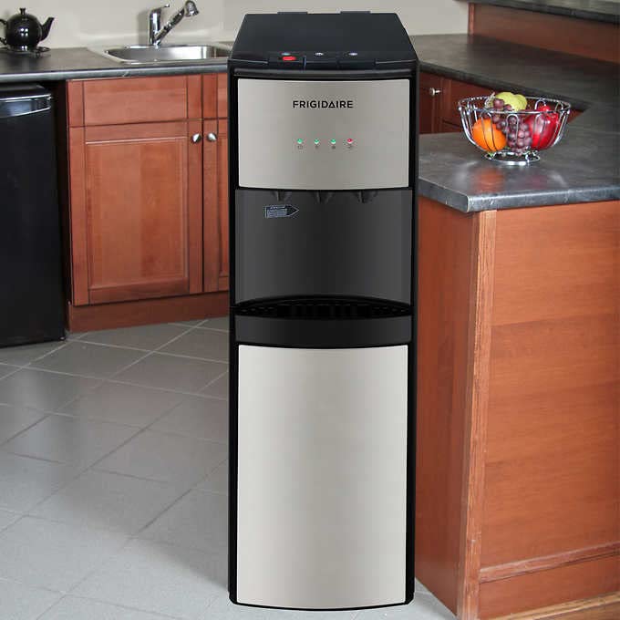 Frigidaire EFWC498 - Top Loading Cooler Dispenser -Hot & Cold Water - Child Safety Lock - Innovative Slim & Sleek Design, Holds 3 or 5 Gallon Bottles