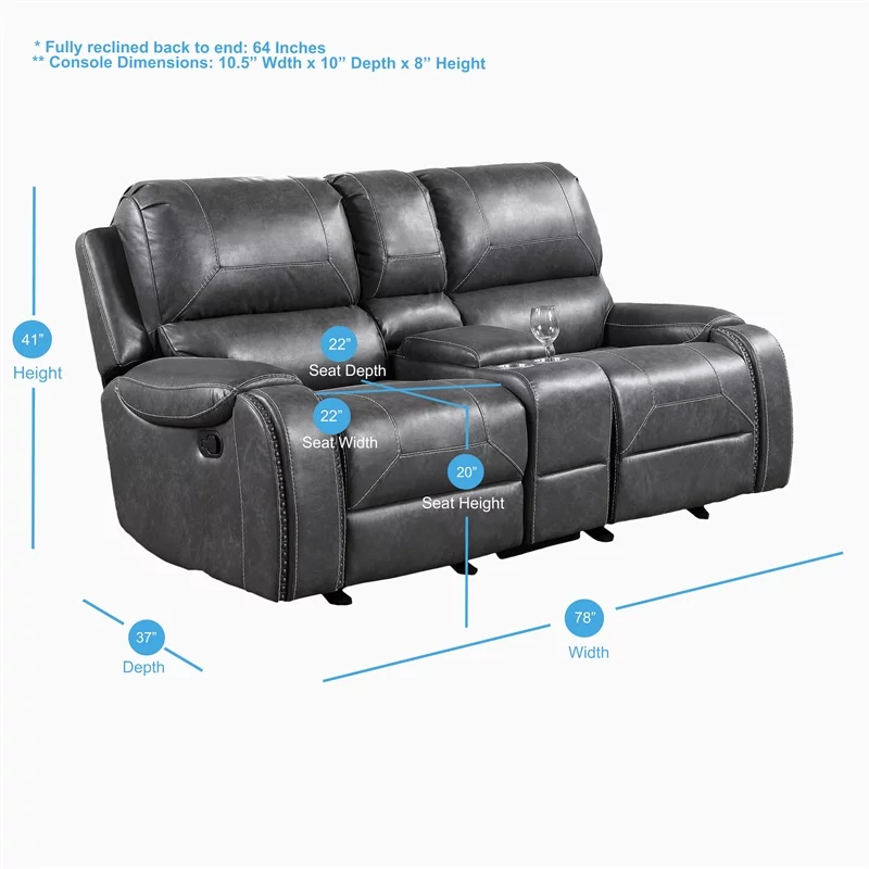 Steve Silver Keily Gray Faux Leather Manual Reclining 3-Piece Motion Set