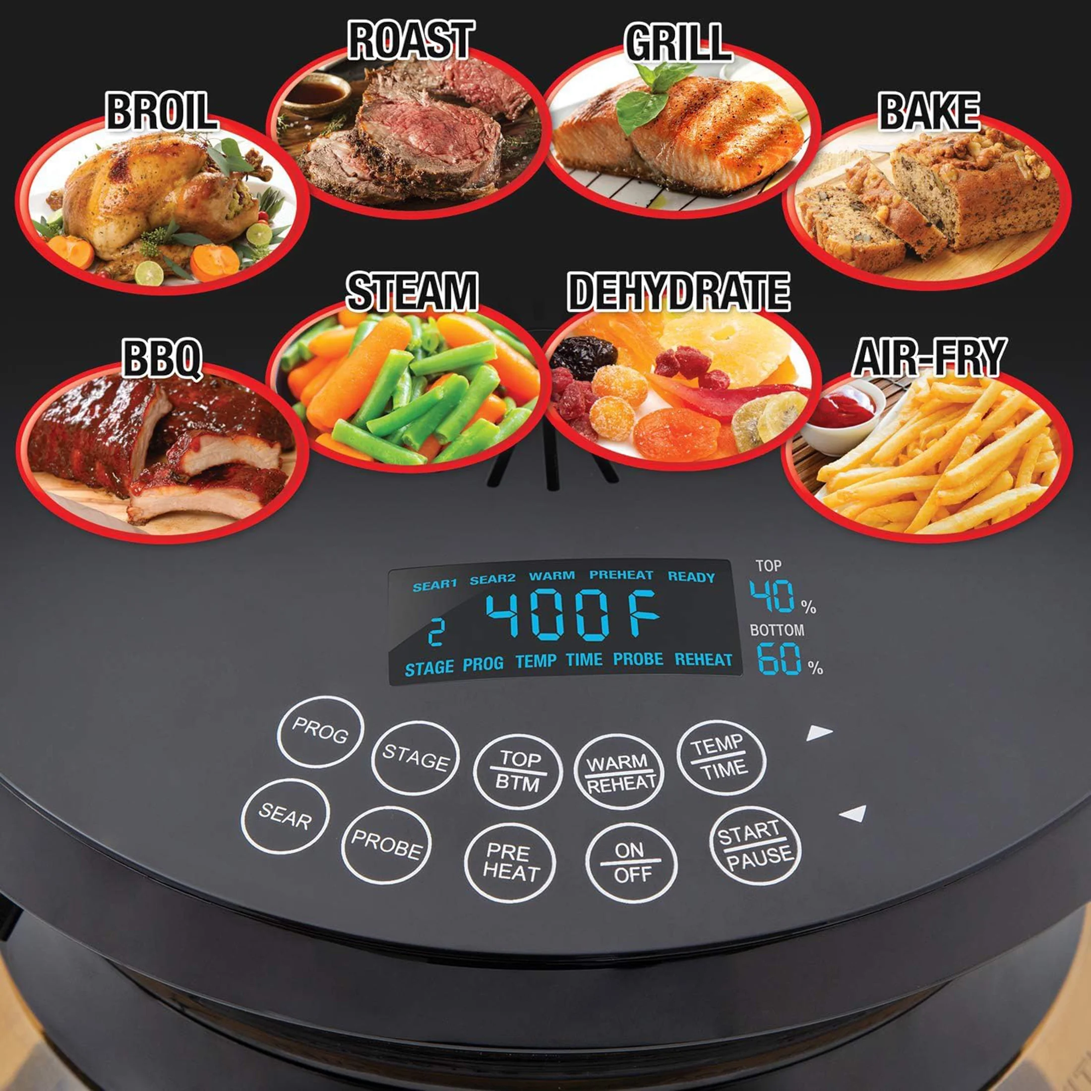 Nuwave  Primo Air Fryer Toaster Oven, New Countertop Toaster Oven Convection Top & Grill for Surround Cooking, Cook Frozen or Fresh, Broil, Bake