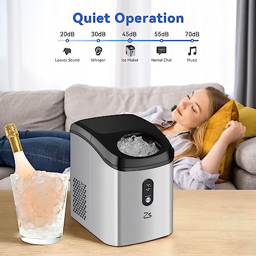 Countertop Nugget Ice Maker, Nugget Countertop Ice Maker with Soft Chewable Pellet Ice, 33Lbs/Day Ice Makers, One-Click Operation Self-Cleaning Ice Machine for Home, Office, Kitchen, Party, RV