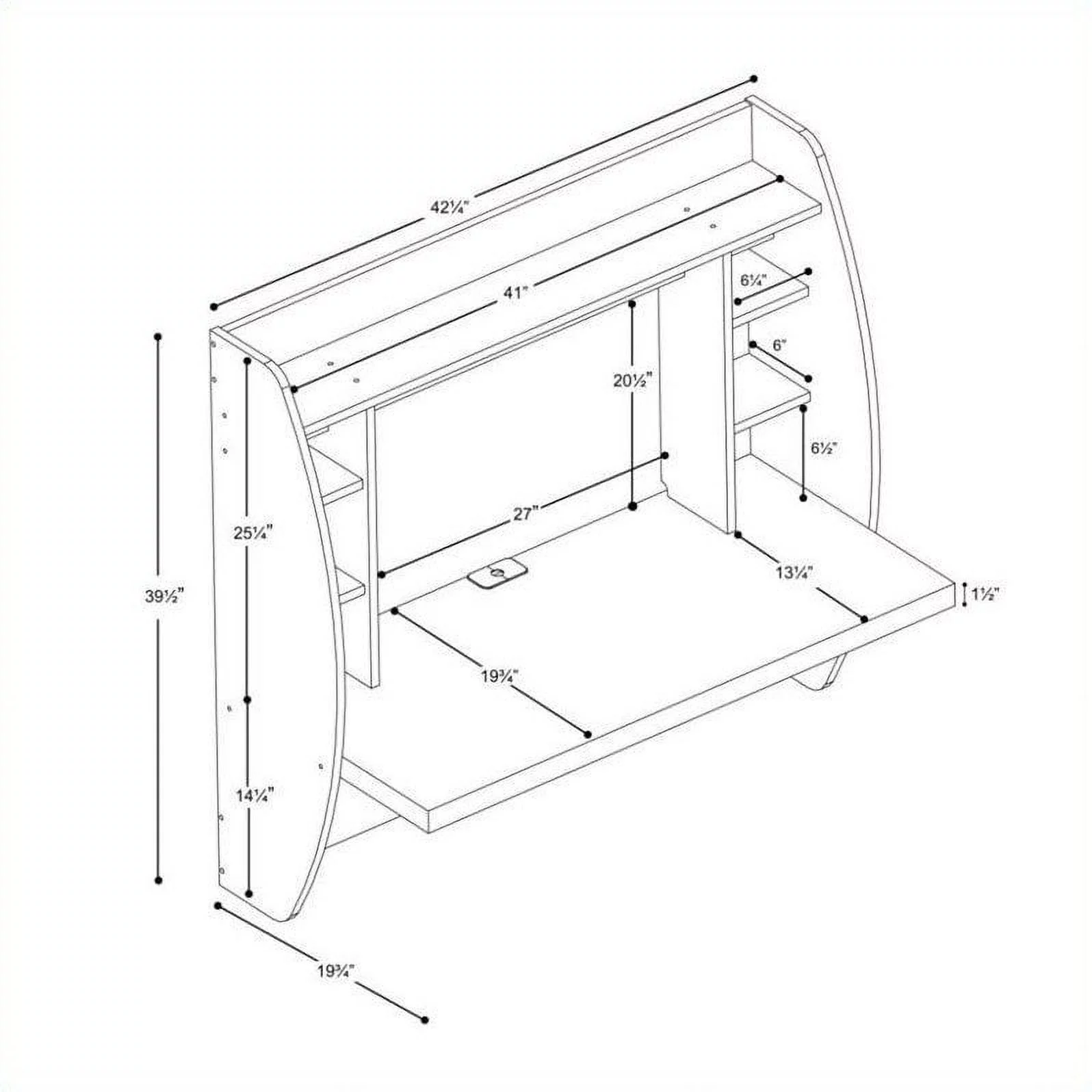 Prepac Floating Desk - Versatile Wall Mounted Desk for Small Spaces, Efficient Computer Desk with Storage, White Wall Desks, Perfect for Modern Homes