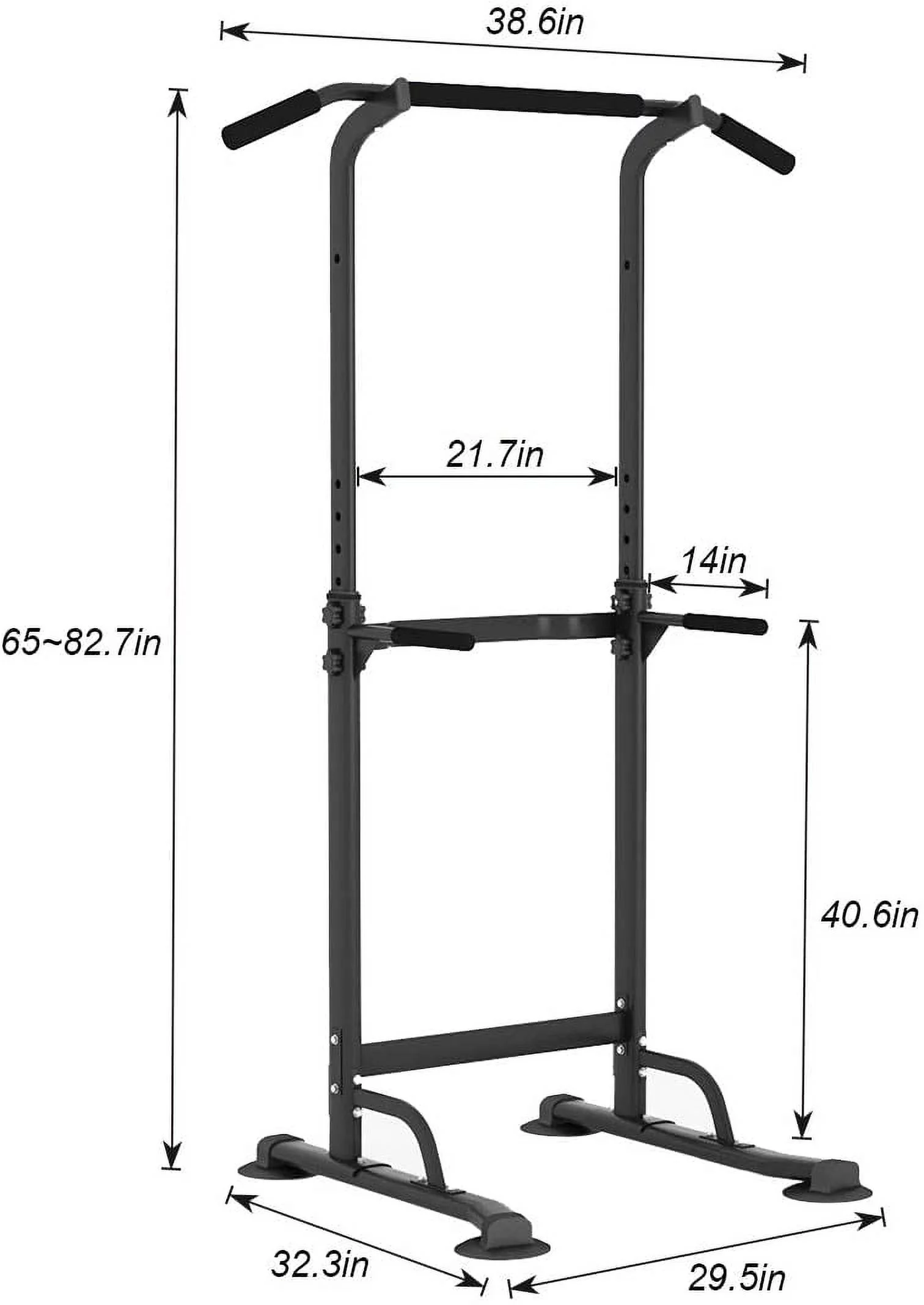 SOGES Height Adjustable Power Tower Dip Stands Pull up Bar Strength Training for Home Gym Black