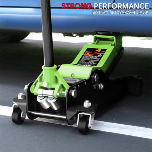 DNA MOTORING Floor Jack 3 Ton (6000 lbs) Capacity, Fast Lift Service Jack Low Profile Steel Heavy Duty Hydraulic Car Jack, Lifting Range 3"-20", Black, TOOLS-00475-BK