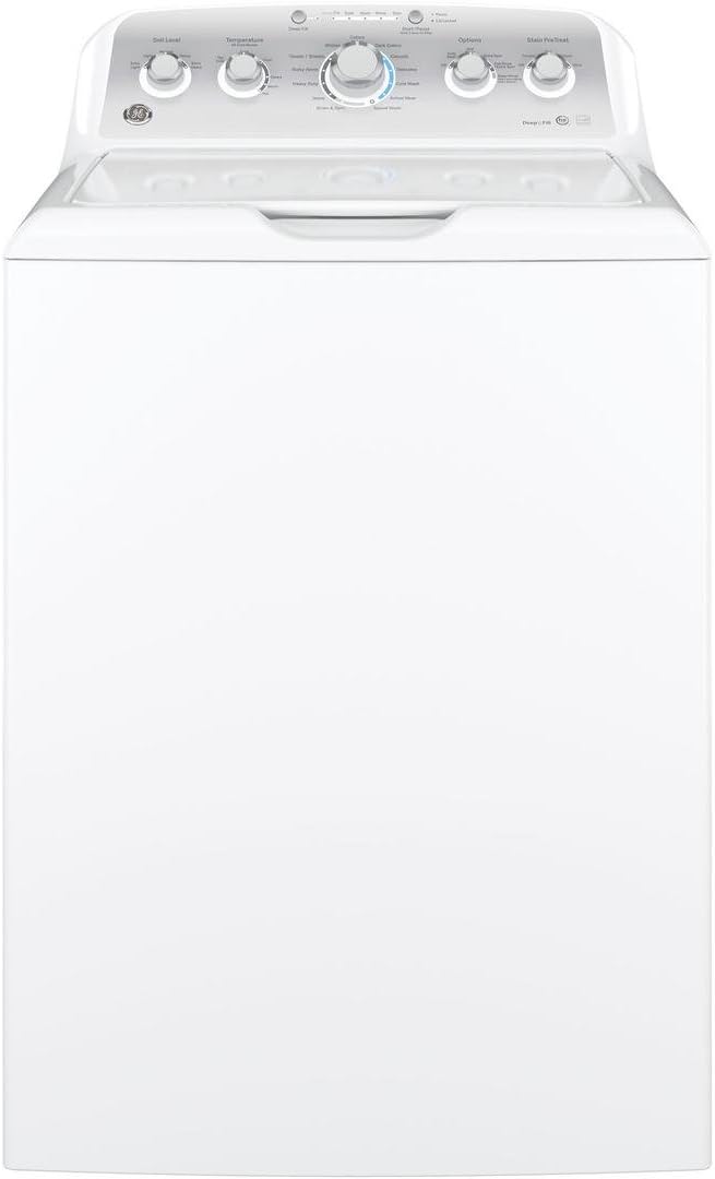 GE GTW485ASJWS Top Loading Washer with Stainless Steel Basket, 4.2 Cu. Ft. Capacity, 13 Cycles, White