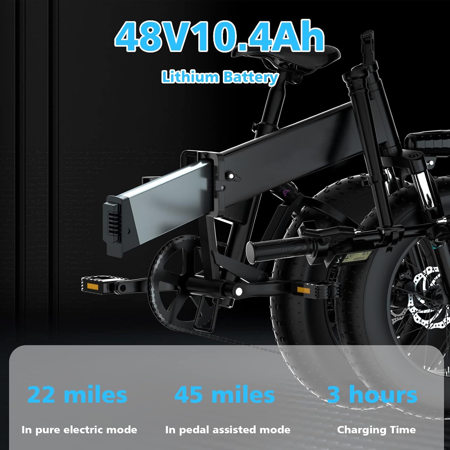 Electric Bike for Adult 1000W 20 inch 4.0″ Fat Tire Ebikes, Foldable 48V 10.4A Lithium Battery Ebike Mountain Beach Snow Electric Bicycle Dual Shock Absorbers 7 Speed