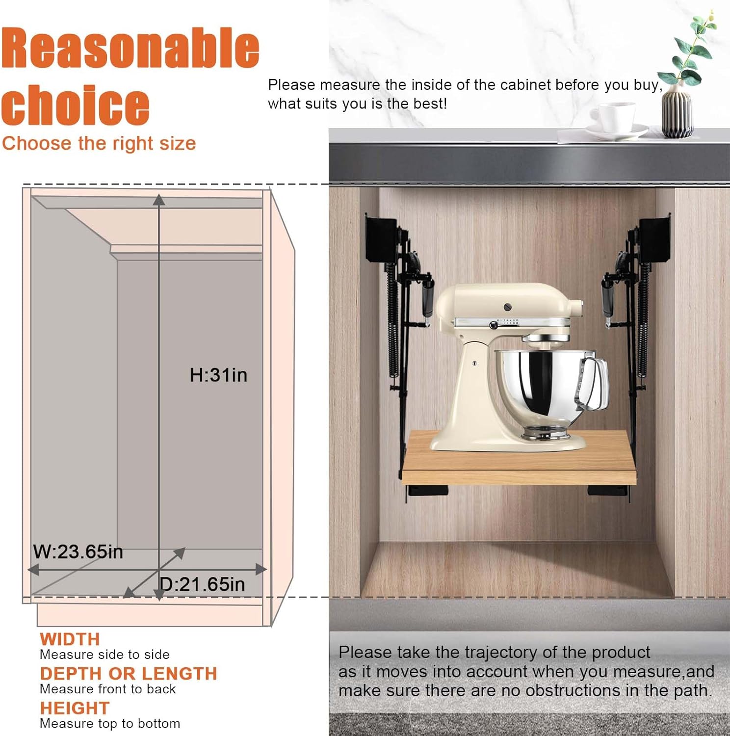 New Upgrade Cabinet Appliance Lift for cabinet- mixer lift for cabinet-Soft Close Heavy Duty mixer cabinet lift system for Kitchen with Locking Mechanism, Hold up to 60 LBS, Zinc.