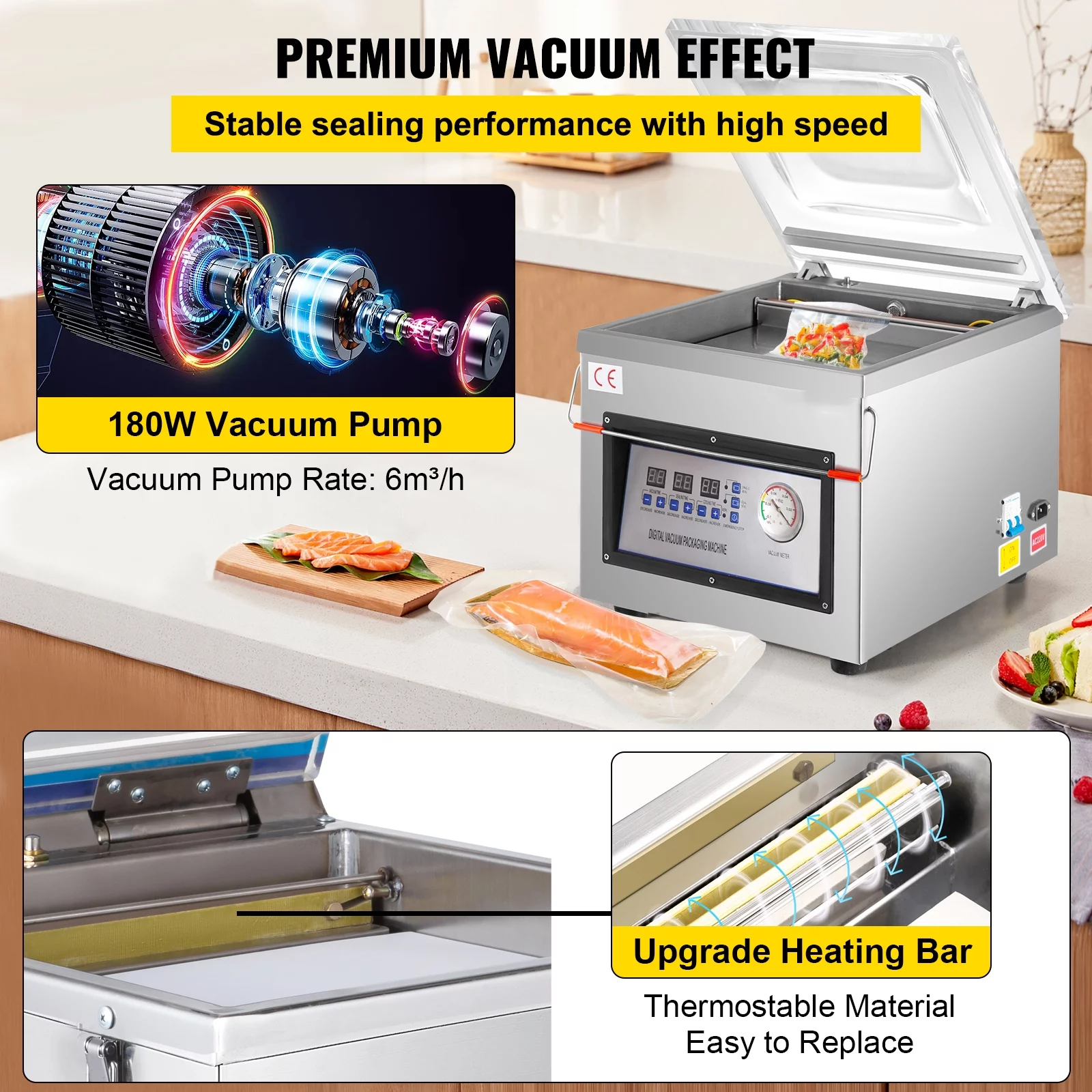 VEVOR Chamber Vacuum Sealer DZ-260C 320mm/12.6inch, Kitchen Food Chamber Vacuum Sealer, 110v Packaging Machine Sealer for Food Saver, Home, Commercial Using