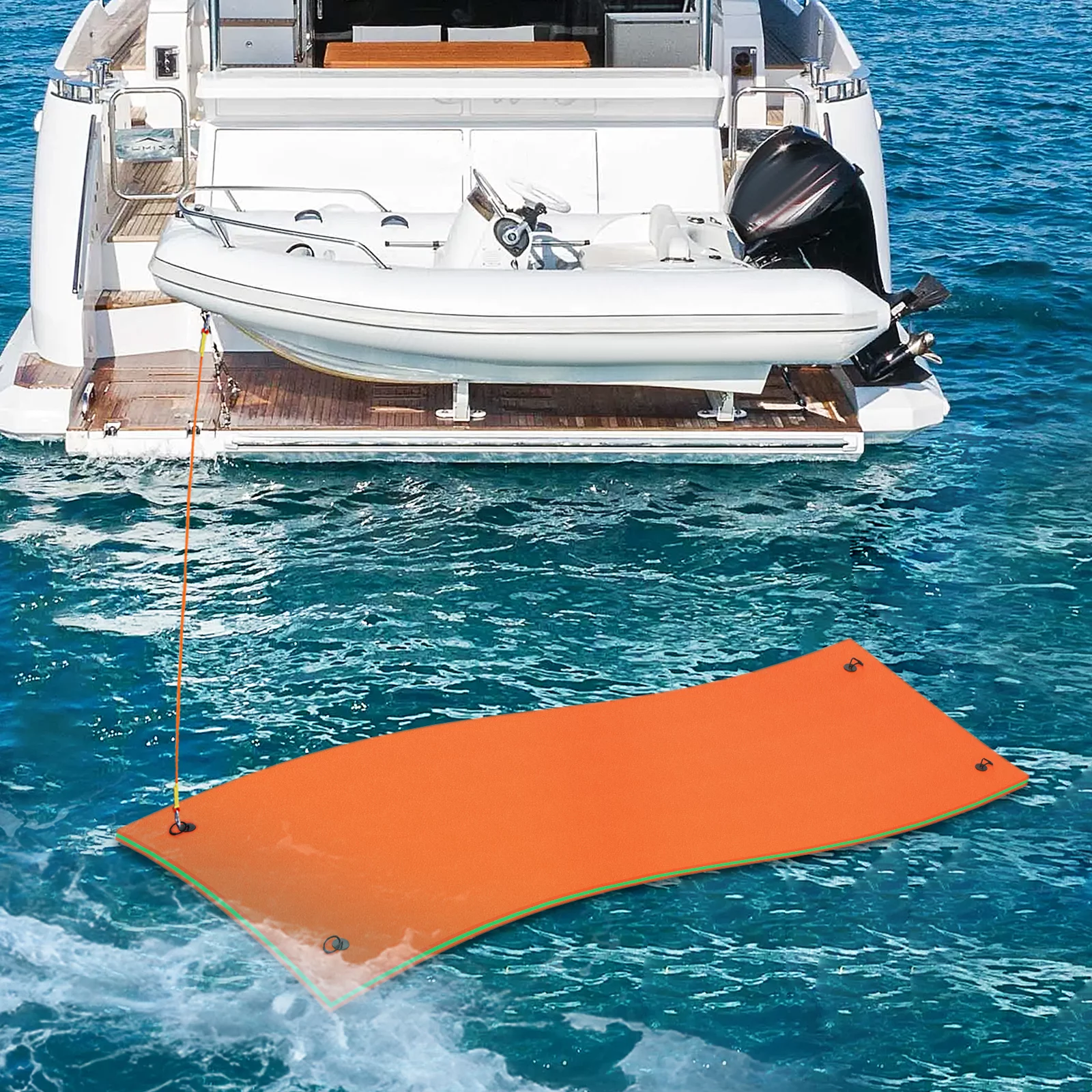Magshion 18' x 6' Water Floating Mat, 3-Layer Tear-Resistant XPE Foam Water Floating Pad Lily Pad for Pool Lake River Ocean Outdoor Water Activities, Orange
