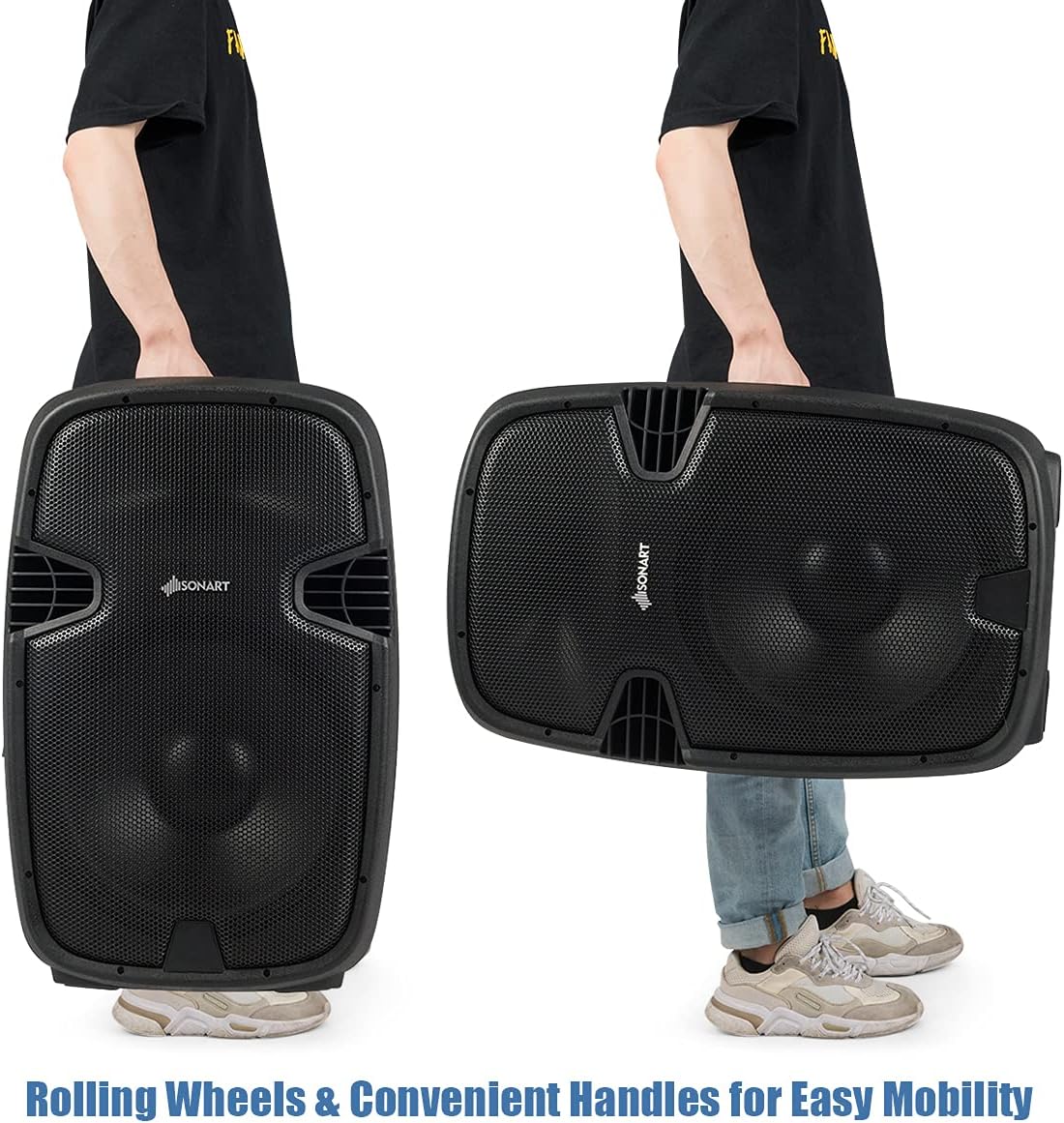 Costzon 2-Way Powered PA Speakers System Combo Set, 12 1600W Portable Dual Passive Active Speaker with 2 Speaker Stands, Bluetooth, USB/SD Card, AUX MP3 FM Radio, Microphone, Remote Control (12)