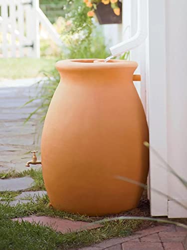 Rainwater Urn, 50 Gallon, 4' Hose Included, Brass Water Spigot, Removable Top