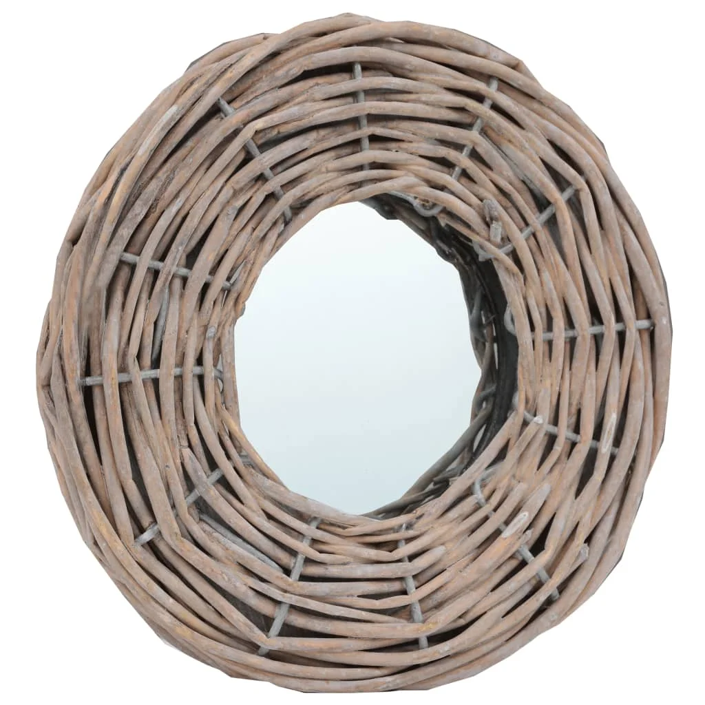 moobody 3 Piece Round Wall Mirror Set Bathroom Vanity Wicker Rattan Frame Glass Wall Mounted Mirrors for Entrance, Hallway, Bedroom, Living Room, Home Furniture Decor