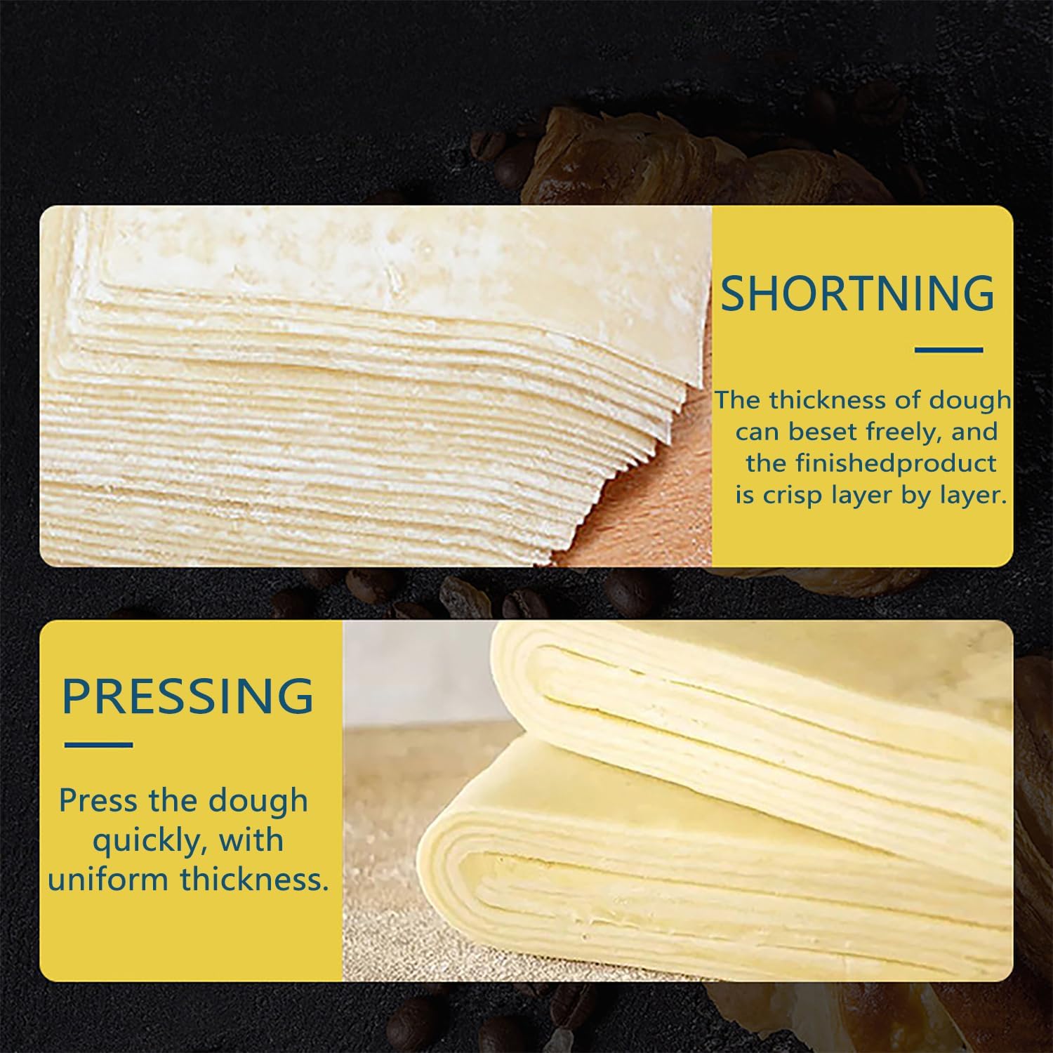 Dough Sheeter, Commercial Dough Press, Pizza Dough Roller Sheeter with Safety Cover, Thickened Stainless Steel Material and Scale Adjustment Thickness, Vertical Folding for Noodle Pizza Pastry