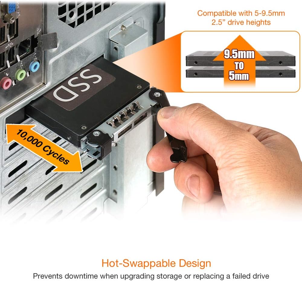 ICY DOCK 2.5” SATA SSD/HDD to PCIe 2.0 x1 Hot-Swap Mobile Rack for PCIe Expansion Slots | ToughArmor MB839SP-B Pack of 2