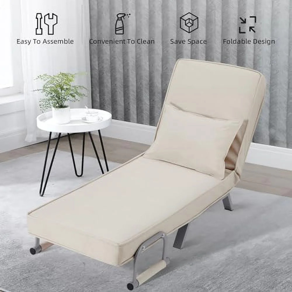 CHYTRE Folding Sofa Bed Sleeper Chair 3-in-1 Single Convertible Sofa with Adjustable Backrest Lazy Bed Leisure Recliner with Pillow Tri-fold Upholstered Armchair for Living Room Office (R - Curated Treasures Market