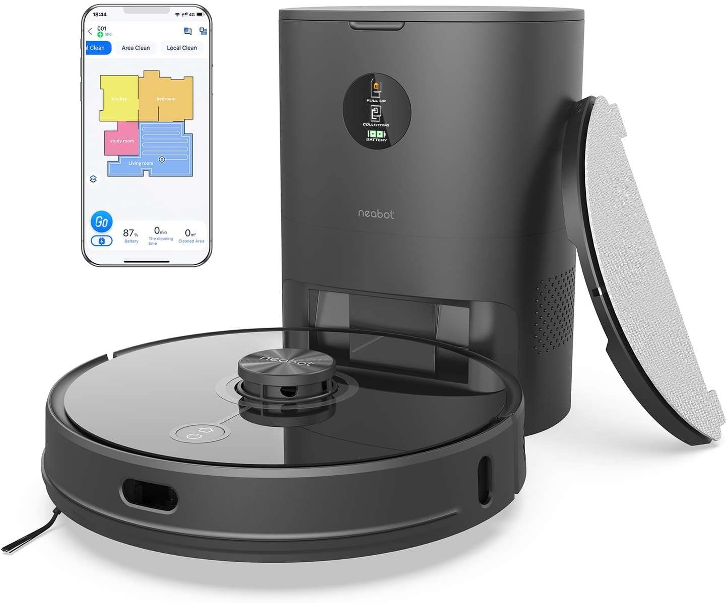 Neabot N2 Robot Vacuum with Self-Emptying, Wi-Fi Connected, Works with Alexa, Lidar Navigation, Sweep, Mop, Vacuum Robot Vacuum Cleaner, Carpet & Hard Floor