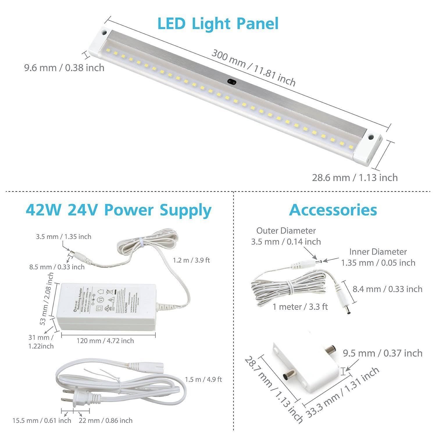 Eshine White Finish 12 Panels 12 inch LED Dimmable Under Cabinet Lighting Kit, Hand Wave Activated - Touchless Dimming