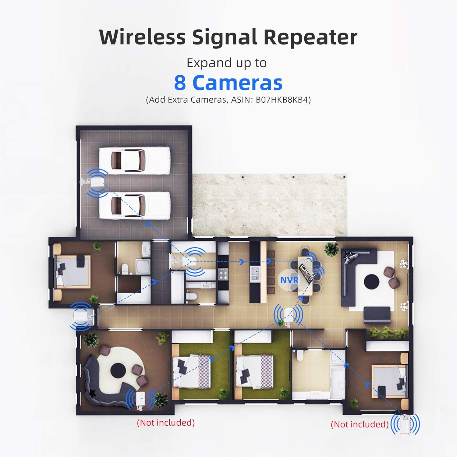 Wireless Security Camera System with 12&rdquo; Monitor ,SMONET 8 Channel Home CCTV Surveillance NVR Systems,4pcs 1080P Indoor Outdoor IP Cameras,Night Vision,NO Hard Drive