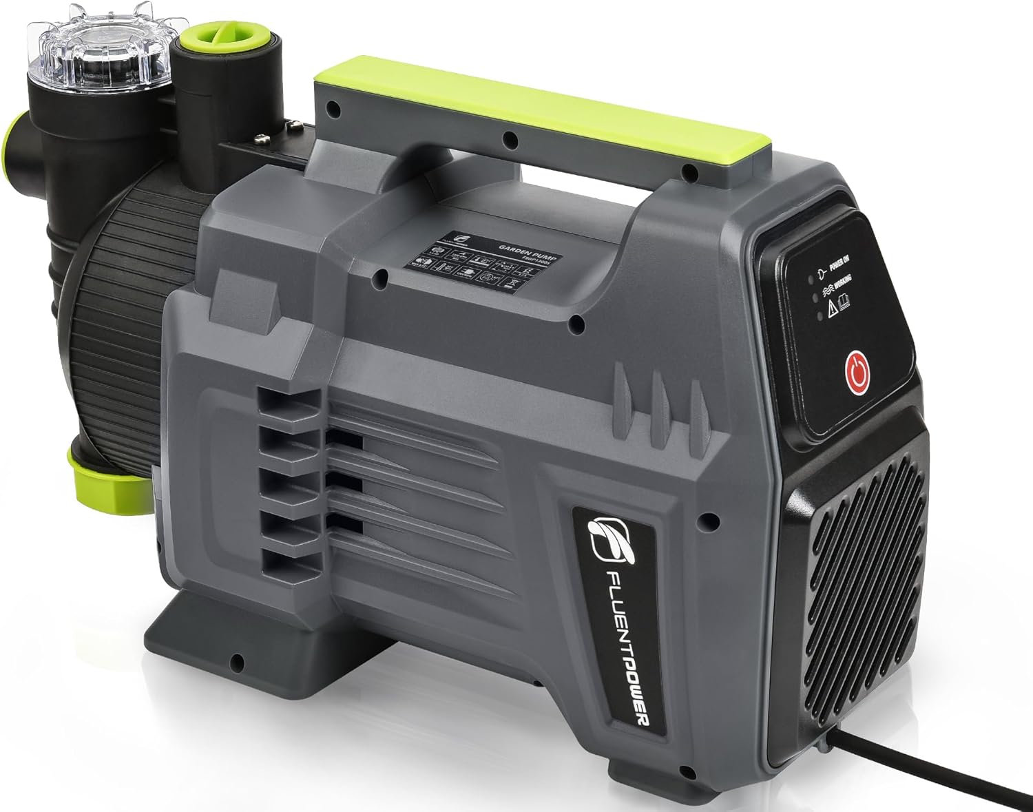 FLUENTPOWER 1.5HP Automatic Garden Booster Pump with Integrated Prefilter, 1300GPH, Lift 150FT, Portable Shallow Well Jet Pump, Water Transfer Draining Pump for Home Garden Lawn Sprinkler Irrigation