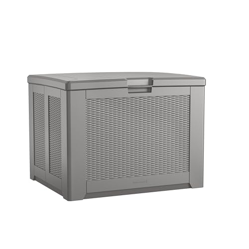 Rubbermaid Extra Large Resin Outdoor Storage Deck Box (134 Gal), Weather Resistant, Gray, Deck Organization for Home/Backyard/Pool Chemicals/Toys/Garden Tools/Porch/Patio Cushions