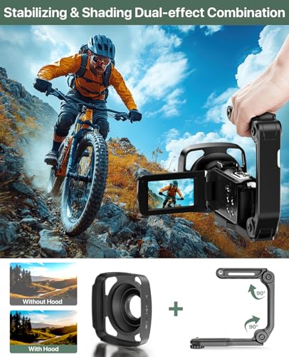 4K Video Camera Camcorder 64MP Vlogging Camera for YouTube 18X Digital Zoom 3.0" IPS Screen IR Night Vision with External Stereo Microphone,Handheld Stabilizer,Remote,Lens Hood,32G Card &2 Batteries