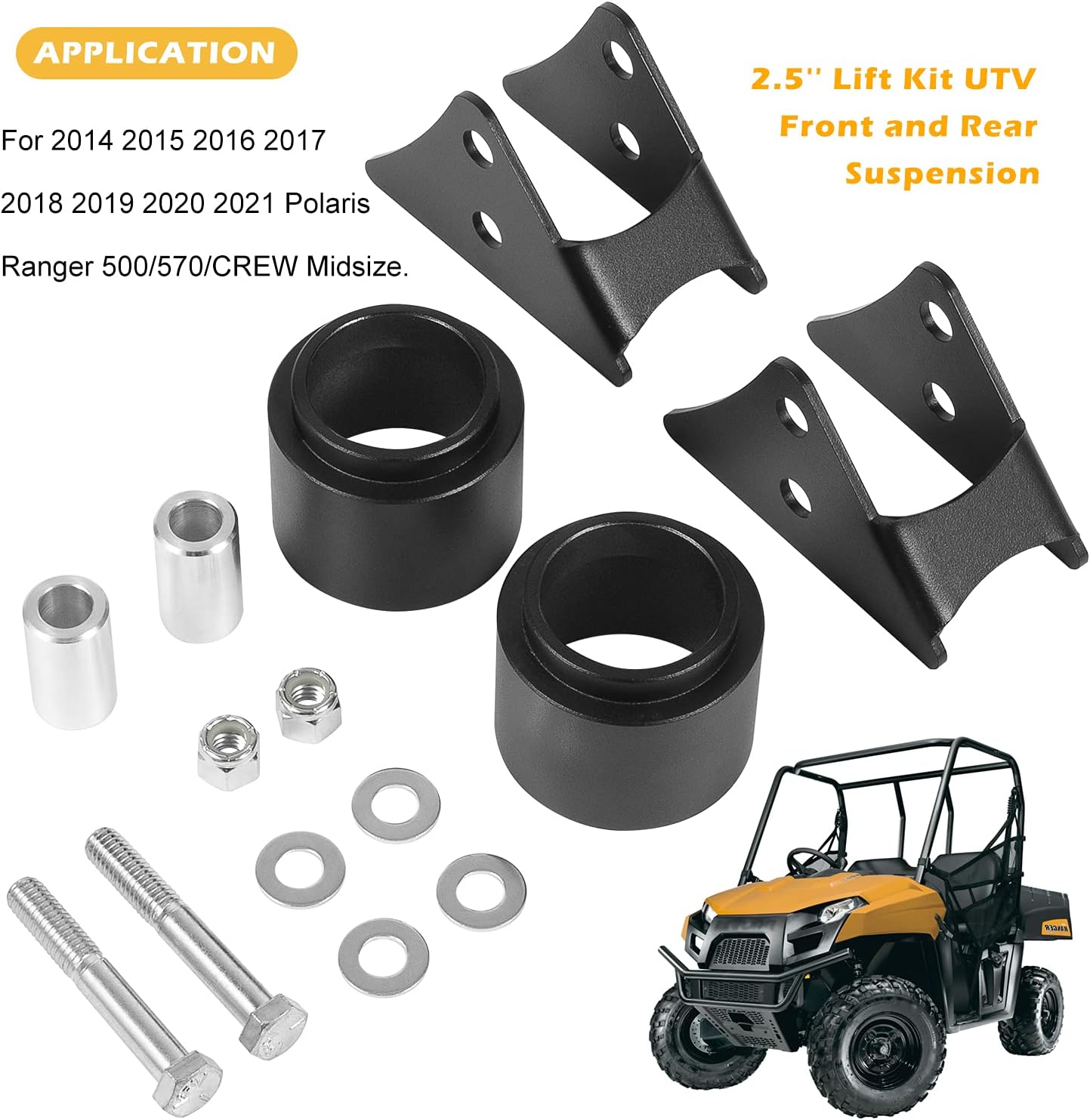 2.5'' Lift Kit UTV Front and Rear Suspension Fit For 2014-2021 Polaris Ranger 500/570 /Crew Midsize Pack of 2