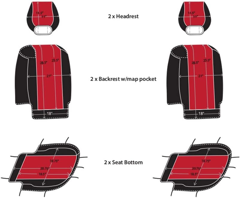 CarsCover Custom Fit 2004-2008 Ford F150 Pickup Truck Neoprene Car Front Seat Covers Red Rose & Black Sides Driver & Passenger Cover