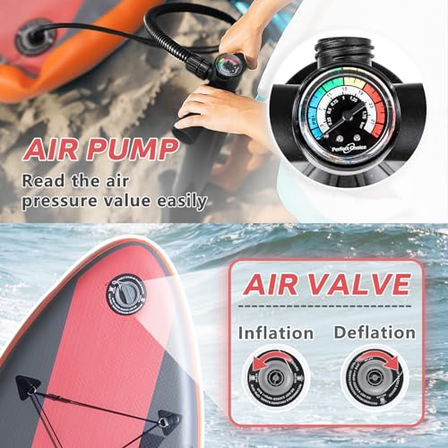 PUKAMI Inflatable Paddle Board for Adults,10.6' Stand Up Paddle Board with Premium SUP Accessories & Carry Bag,Paddle,Pump,Leash,Wide Stable Design,Non-Slip Deck,Surf Control for Youth
