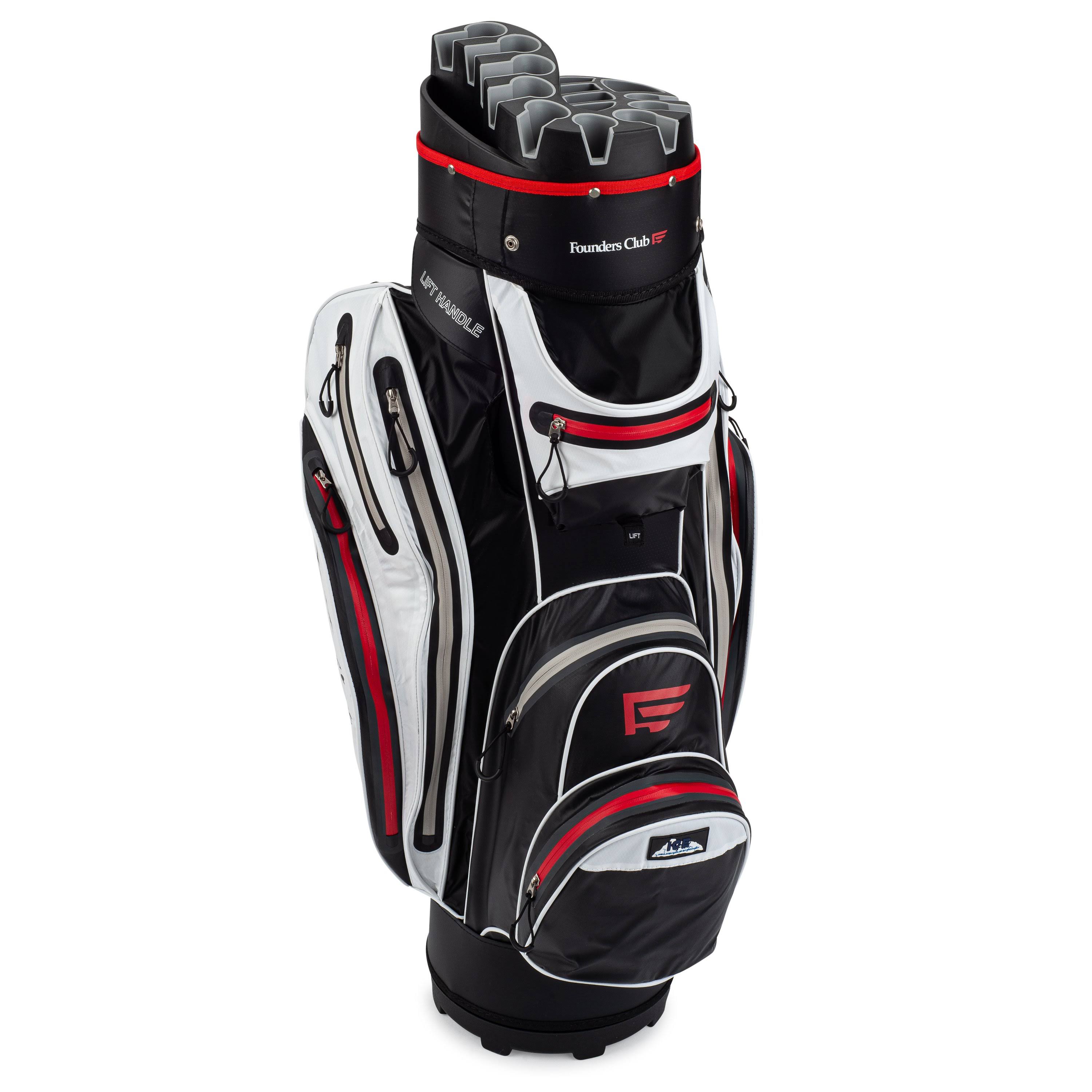 Founders Club Waterproof Premium Cart Bag 14 Way Organizer Divider Top White