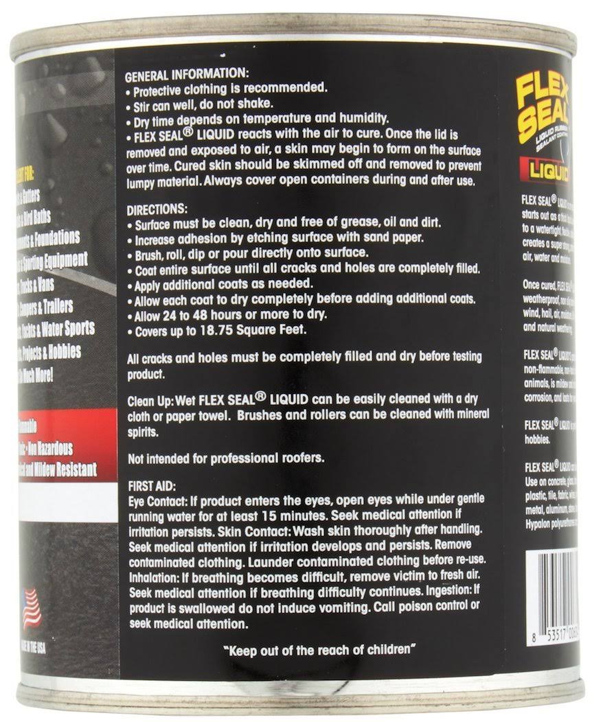 Flex Seal Liquid Rubber Sealant Coating, Black - 128 fl oz can