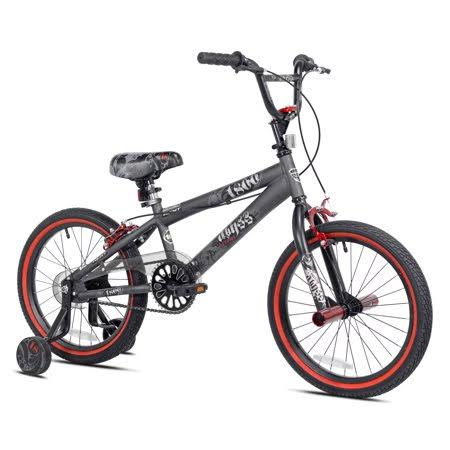 Kent 18 inch Abyss Boy's Freestyle BMX Bike, Charcoal Gray - 2pcs, Silver