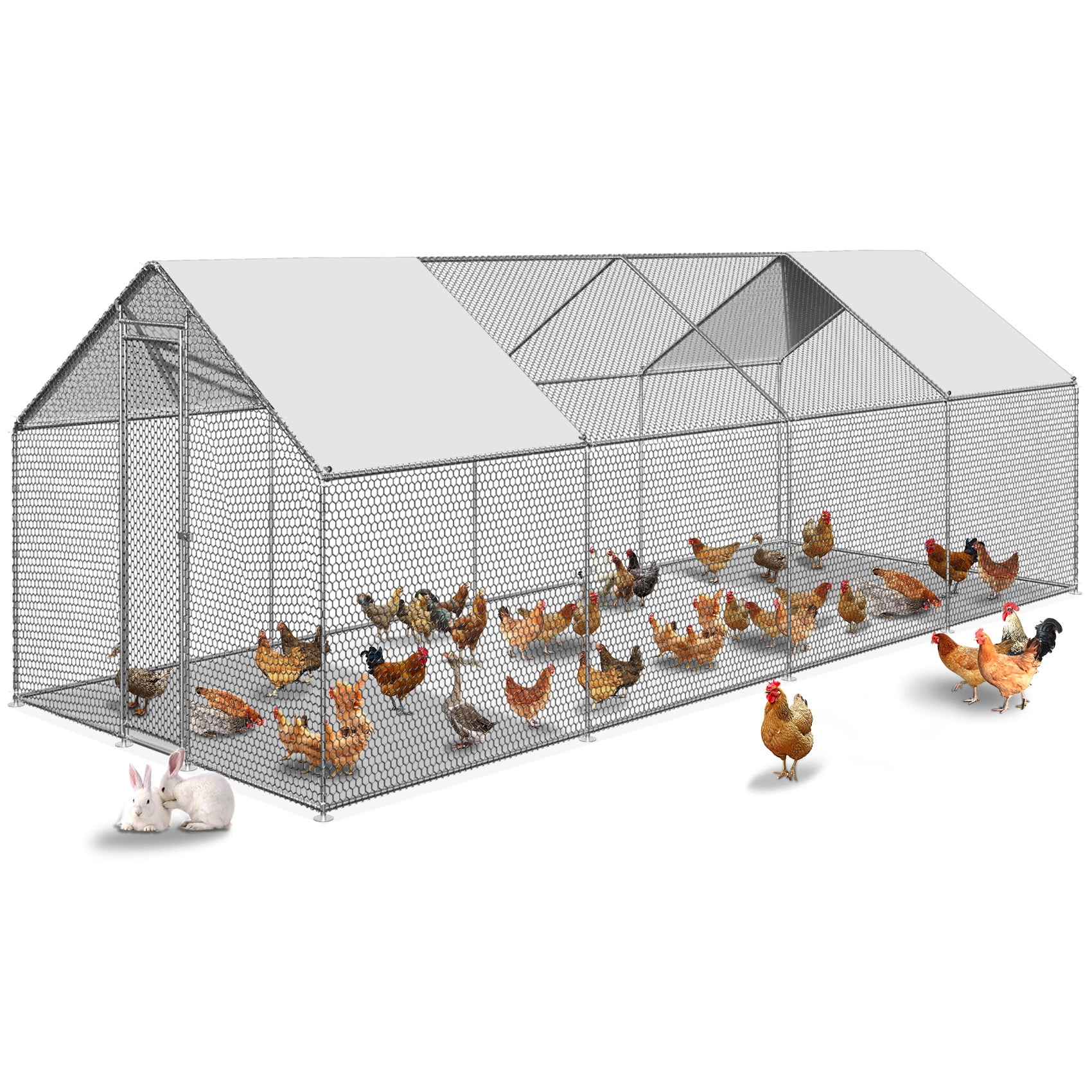 TC-HOMENY 27x10ft Large Walk in Chicken Coop Backyard or Farm Chicken Pen Pets Run House Poultry Cage - Curated Treasures Market
