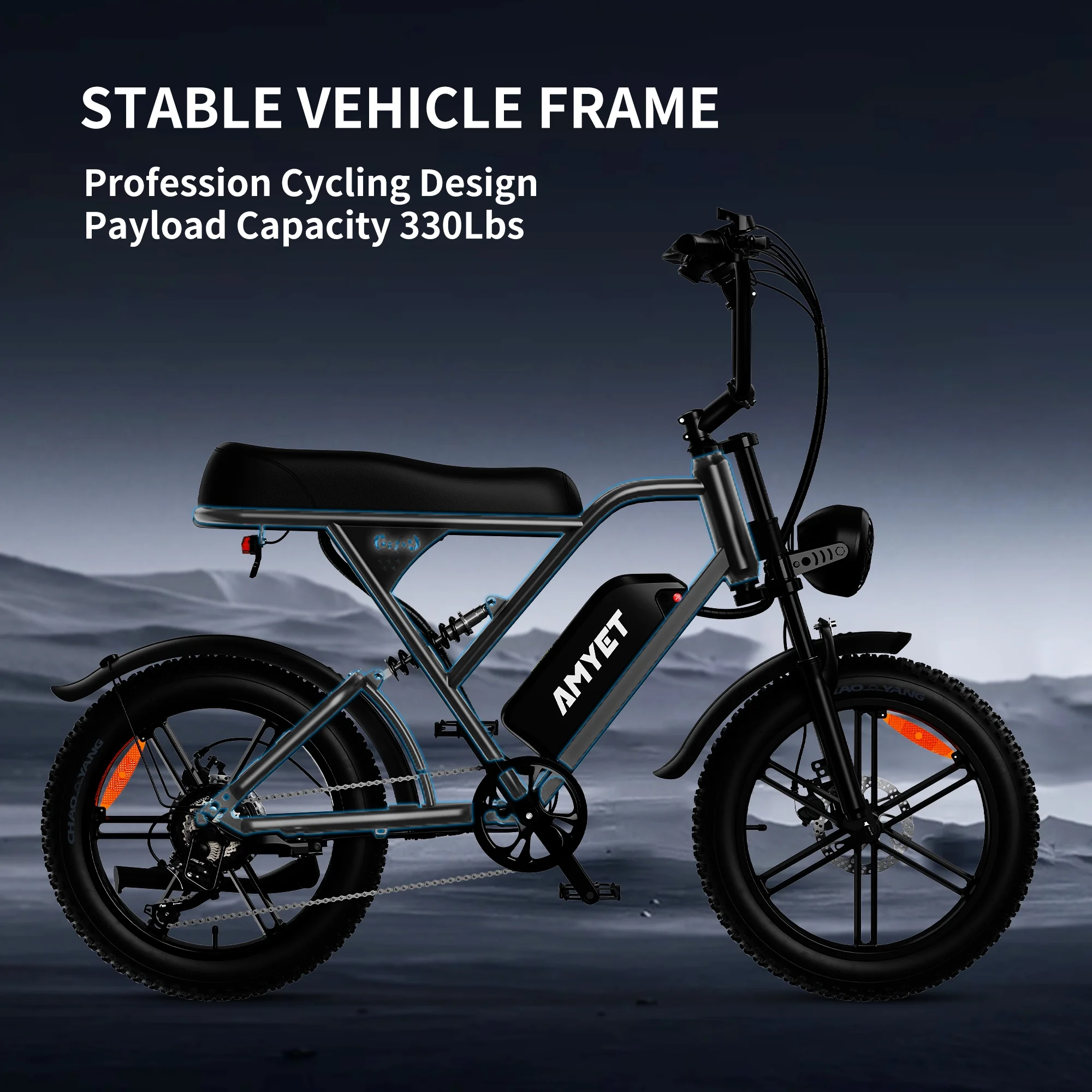 AMYET G60 Electric Bike for Adults,750W Ebike with 48V20Ah Removable Battery,20MPH &70 Miles 7 Speed Gears,20" Fat Tire Electric Bike,Dual Shock Absorber,Adults Electric Bicycle for Men