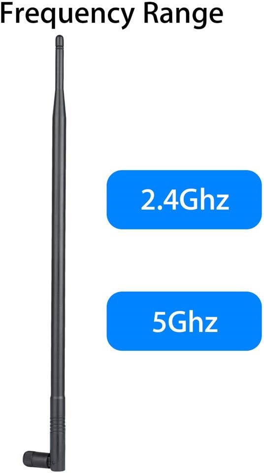 1.3ft 2X 10dBi WiFi Bluetooth Antenna Dual Band Omni Directional Antenna 2.4Ghz/5Ghz with RP-SMA Male Connector Compact with Wireless Wi-Fi Router Network Devices PC Camera Pack of 2