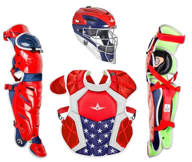 All Star Intermediate System7 Axis USA Pro Catcher&s Set Red/White/Blue
