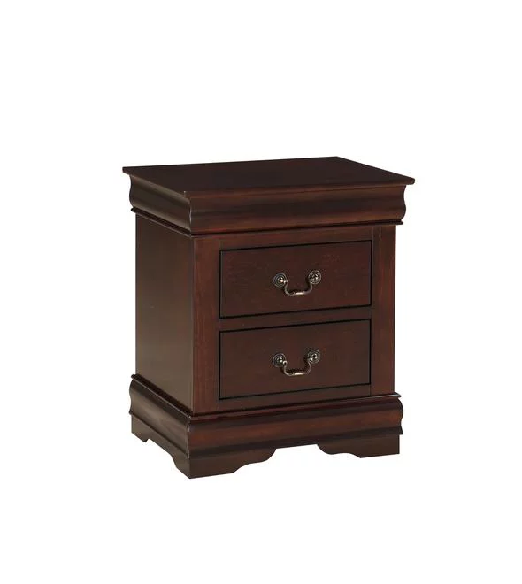 6pc Transitional King Panel Bed Set Dresser Mirror Nightstand Chest Cherry Finish Wooden Louise Bedroom Furniture