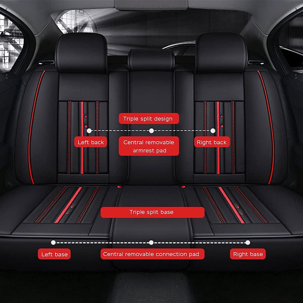Blackwheel Car Luxury Seat Cover Front Rear Vehicle Leather Cushion Cover Universal Automobile Protector 276667=B3X67, Style 1 Luxury Black