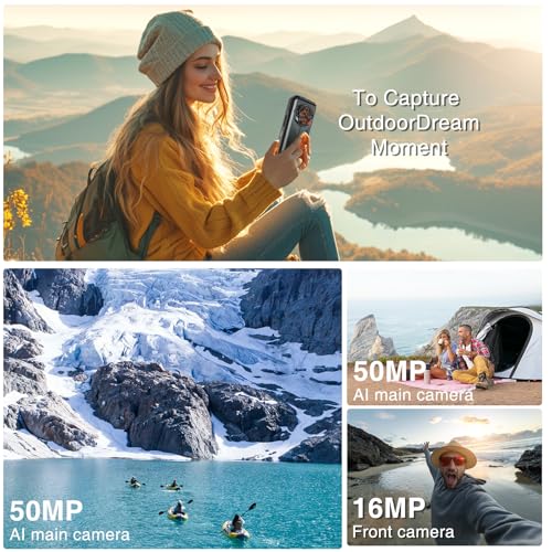 DOOGEE S Punk Rugged Smartphone Unlocked, 10800mAh Battery Rugged Phone, 16GB+256GB Cell Phone Android 14, 126dB Speaker, 6.58" FHD+90Hz,50MP+16MP,LED Light/Dual SIM/NFC/OTG/Face ID/Fingerprint, Dark