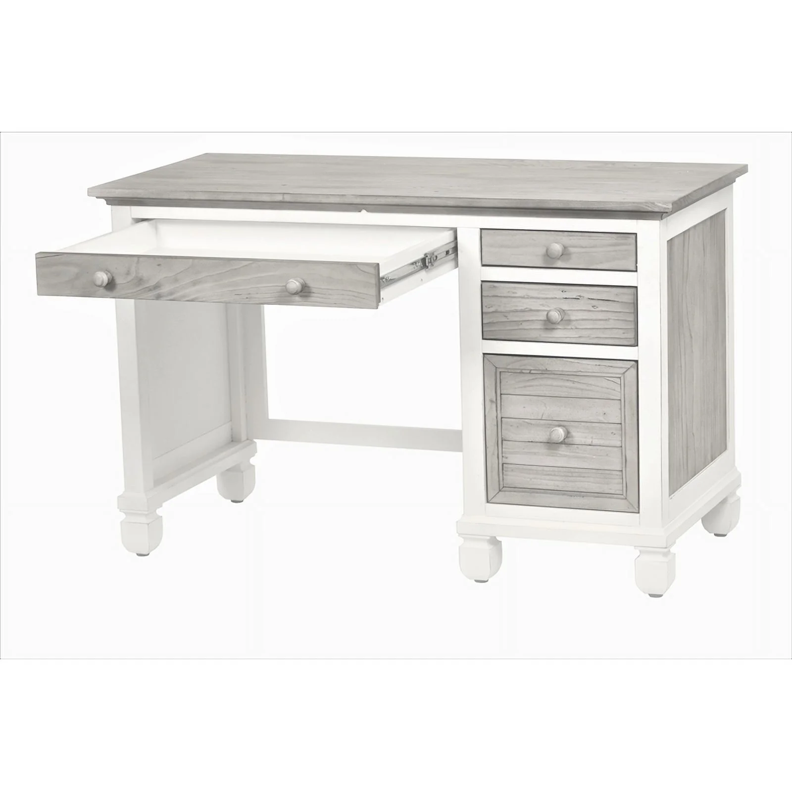 Sea Wind Florida Islamorada Wood Desk & Chair Set in Gray/White
