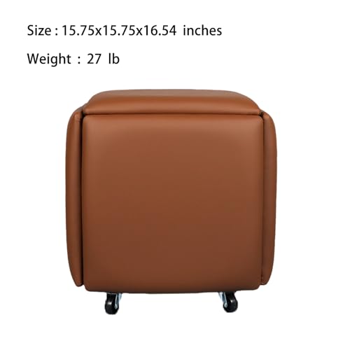 5 in 1 Nesting Ottoman Cube Chair, Stackable Stools, Leather Square Ottoman Bench, Foot Stool with Wheels for Living Room,Dining Room 15.75x15.75x16.54 inches