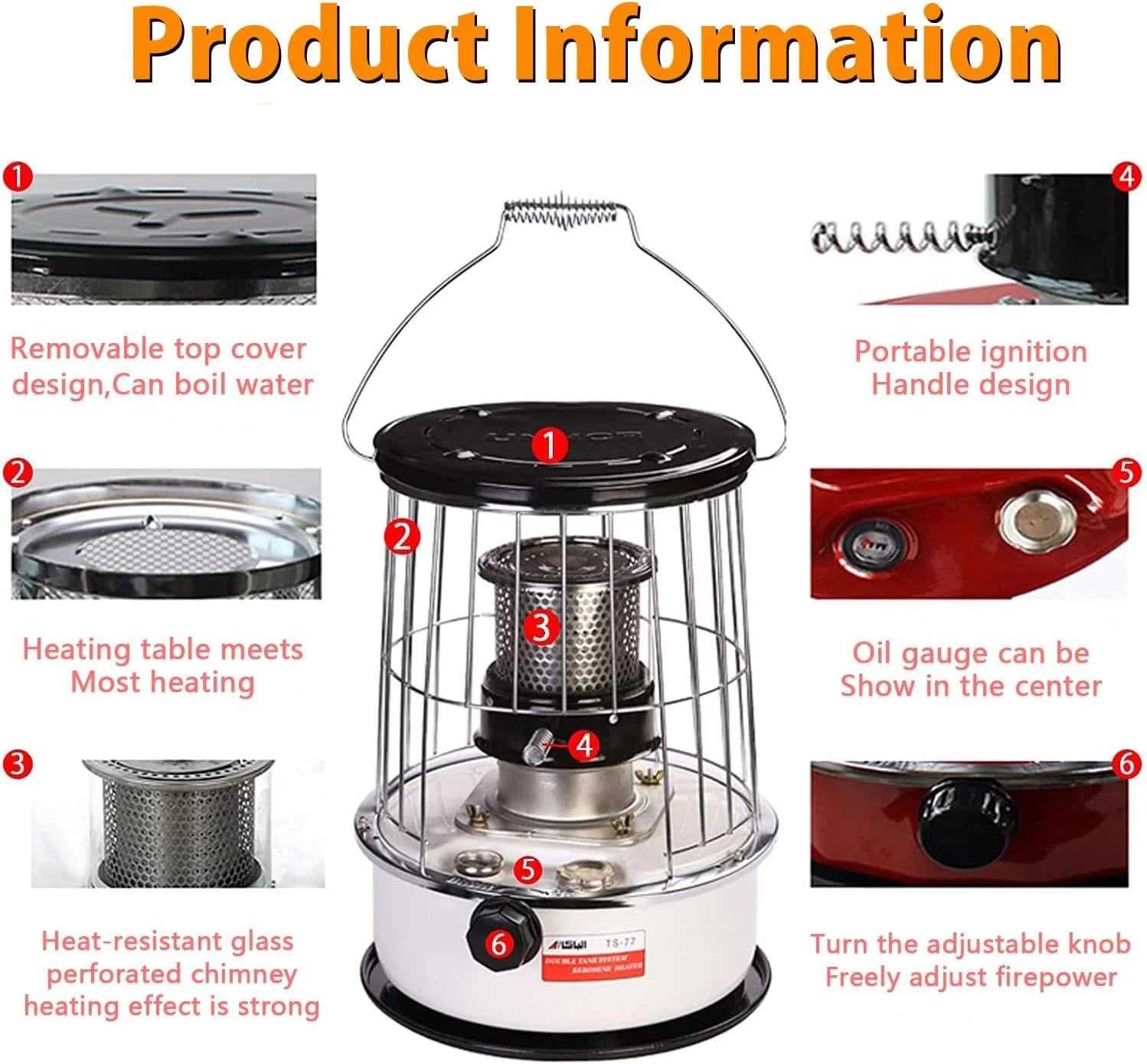 SLLINGLUO Portable Kerosene Heaters, Kerosene Heater Stove for Home and Camping and Fishing, Indoor and Outdoor,  (10000BTU, 6L)