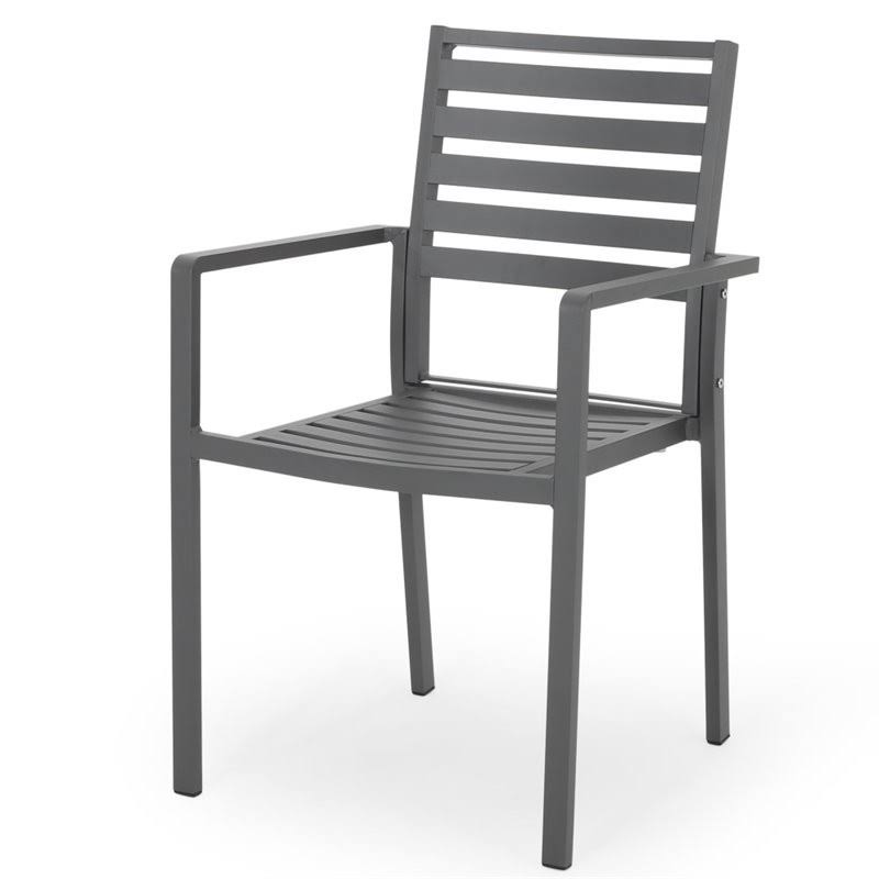 Noble House Cape Coral Outdoor Aluminum Dining Chair in Gunmetal Gray (Set of 2)